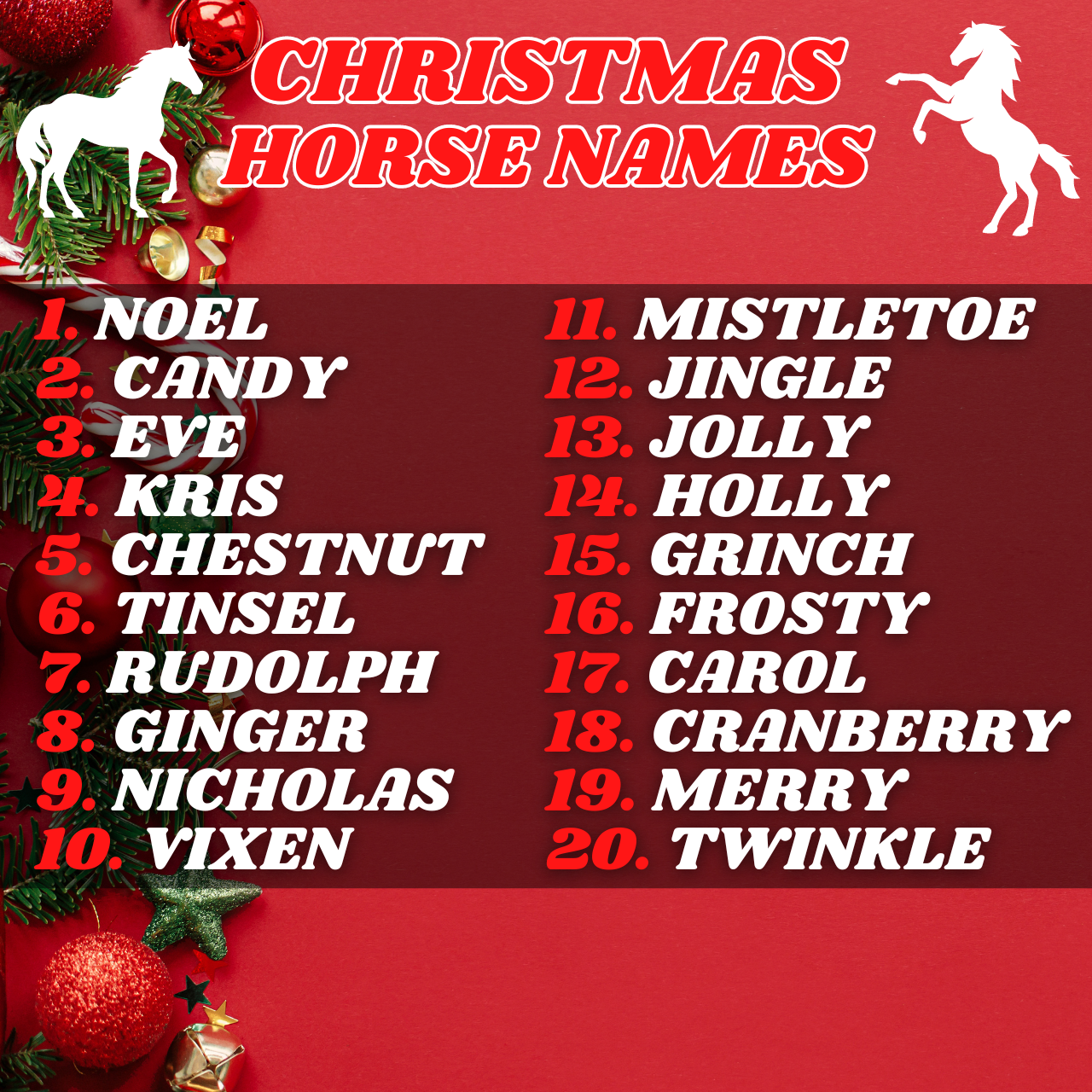 Christmas horse names